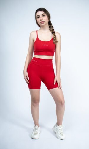 conjunto feminino shorts e top vermelho